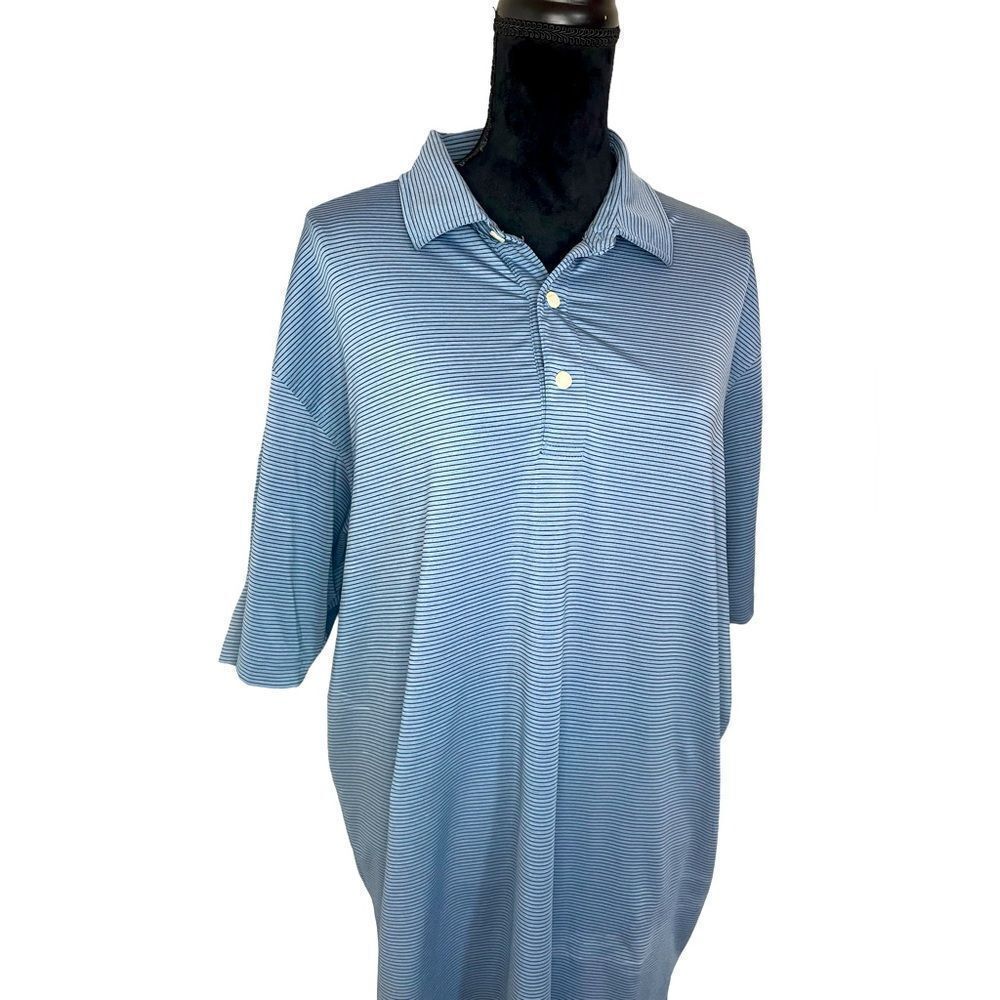 NWOT DUNNING GOLF MENS STRIPED BLUE & BLACK GOLF‎ POLO SIZE XL
